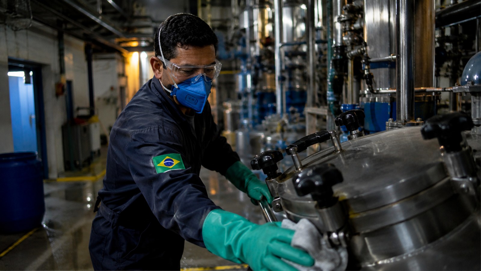 Trabalhador com EPI em ambiente analisado para adicional de insalubridade
