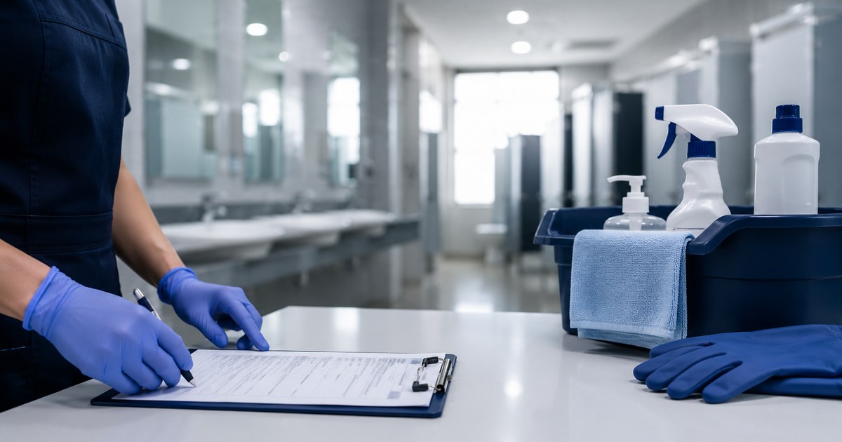 Profissional de limpeza em banheiro coletivo analisado para adicional de insalubridade